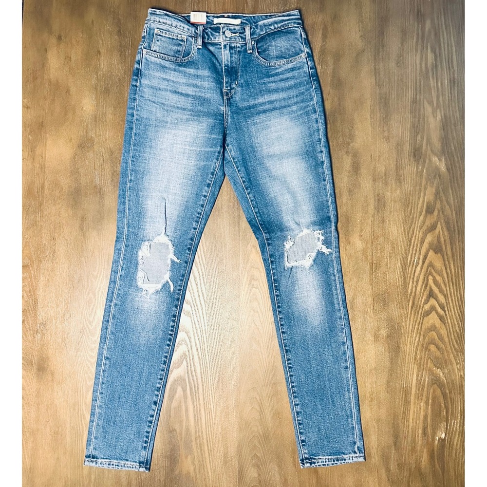 Levi's Women's 721 High Rise Skinny Jeans Distressed Blue Size 27‎ BNWT